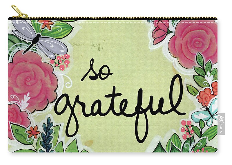 Mixed Media Zip Pouch featuring the mixed media So Grateful by Julie Mogford