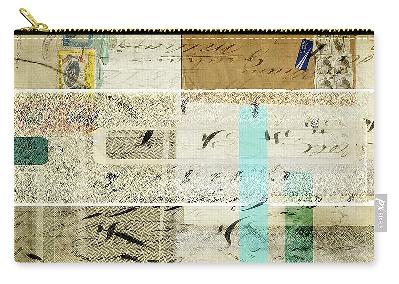 Mixed Media Zip Pouch featuring the mixed media So Much Script by Minor Details