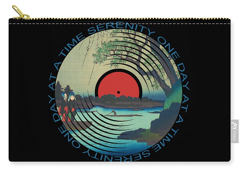 Sobriety Zip Pouch featuring the painting Sobriety Serenity One Day At A Time AA Sober Tee Tees T-Shirt River by Tony Rubino