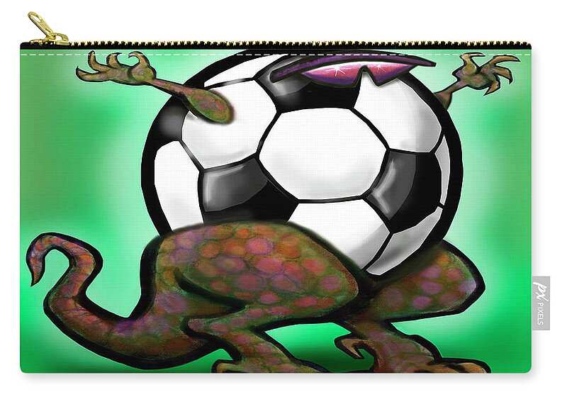 Soccer Zip Pouch featuring the digital art Soccer Beast by Kevin Middleton