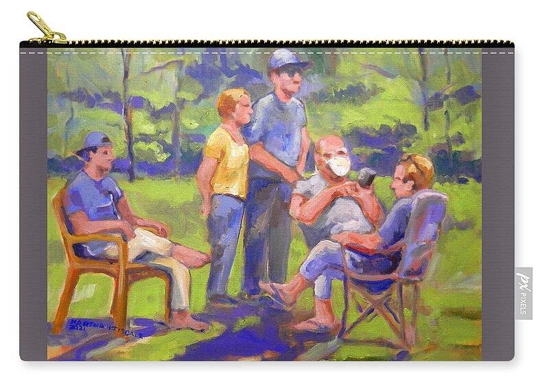 Figures Zip Pouch featuring the painting Social Distancing by Martha Tisdale