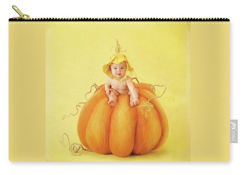 Fall Zip Pouch featuring the photograph Soft Fall Pumpkin by Anne Geddes