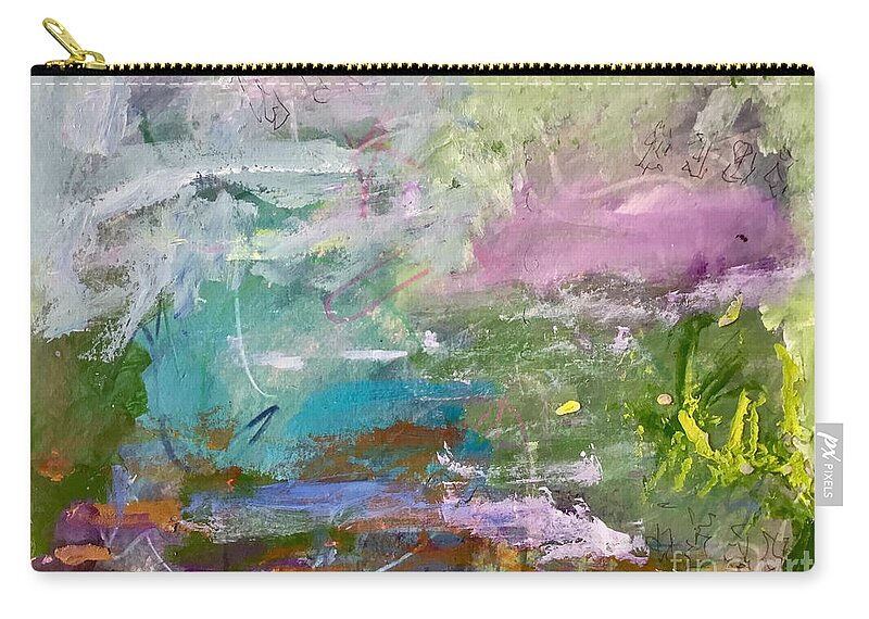 Abstract Zip Pouch featuring the painting Soft Glitter by Noa Yerushalmi