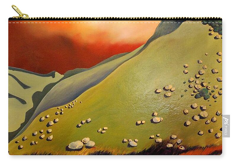 Hills Zip Pouch featuring the painting Soft Hills by Franci Hepburn