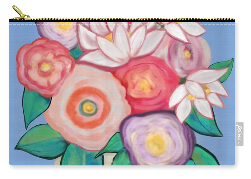 Christne Fournier Zip Pouch featuring the painting Soft Petals by Christine Fournier