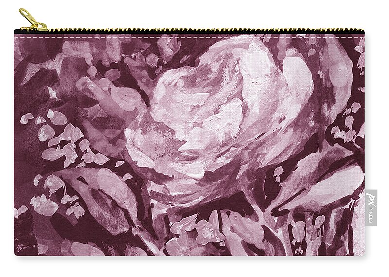Flowers Zip Pouch featuring the painting Soft Vintage Dusty Pink Flowers Bouquet Summer Floral Impressionism V by Irina Sztukowski