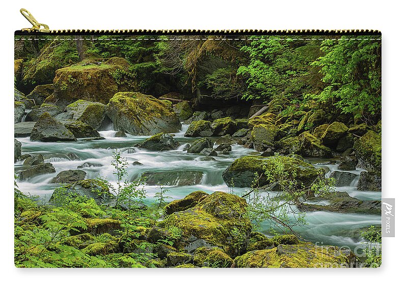 National Park Zip Pouch featuring the photograph Solitude in the North Fork Skokomish River by Nancy Gleason