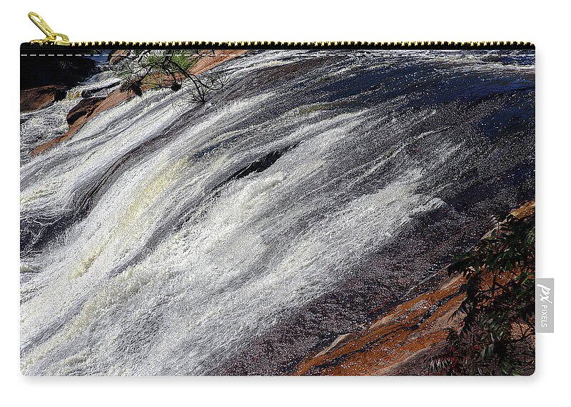 Towaliga River Zip Pouch featuring the photograph Some High Falls Streaming by Ed Williams