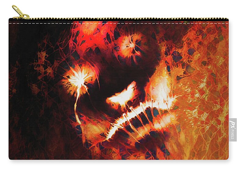 Dark Zip Pouch featuring the digital art Sometimes The Abyss Looks Back Stained Glass by Recreating Creation