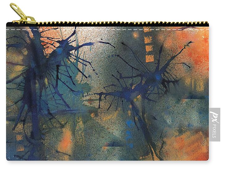 Expressive Abstract Zip Pouch featuring the painting Sonar by Gail Marten