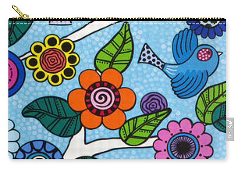 Birds In Branches Zip Pouch featuring the painting Songbirds by Beth Ann Scott