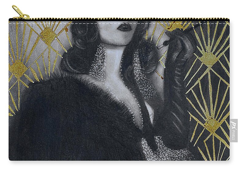 Art Deco Zip Pouch featuring the drawing Sonja by Nadija Armusik