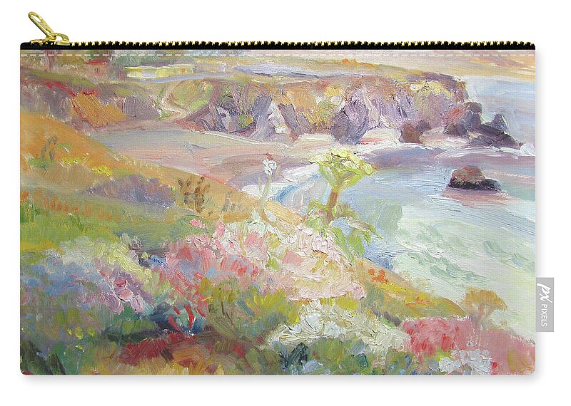 Schoolhouse Beach Zip Pouch featuring the painting Sonoma Coast at Schoolhouse Beach by John McCormick
