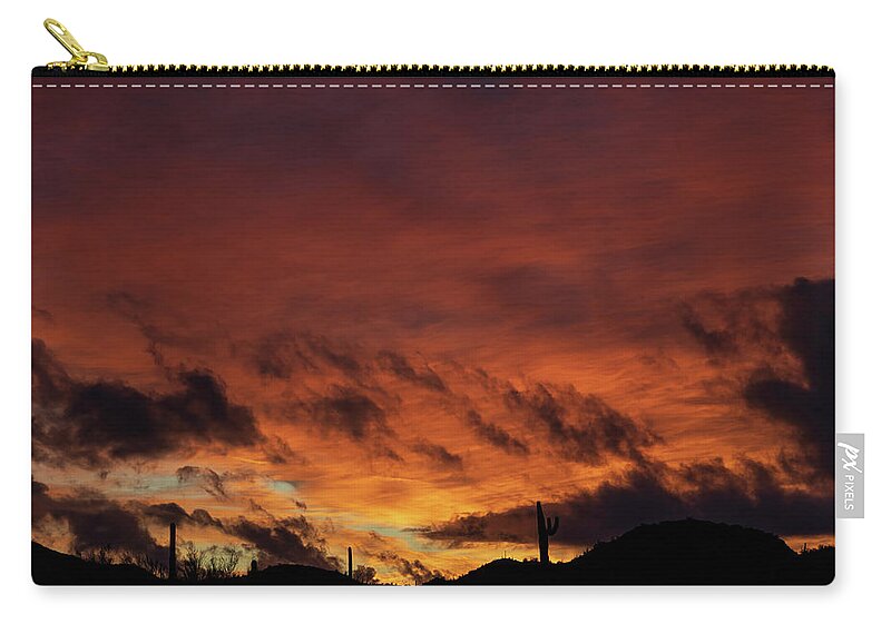 Sunset Zip Pouch featuring the photograph Sonoran Desert Sunset by Mary Hone