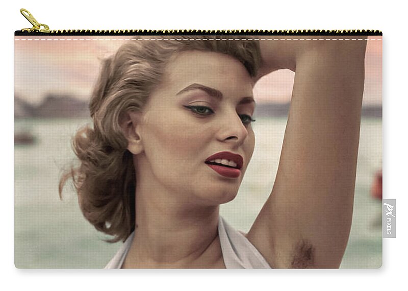 Sophia Loren Carry-all Pouch featuring the photograph Sophia Loren 1955 Naturalle by Franchi Torres
