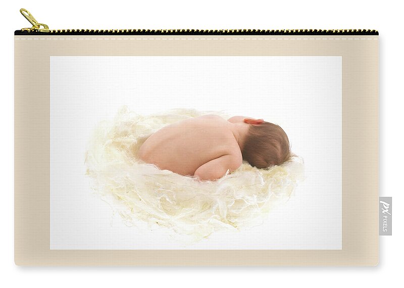 Soft Zip Pouch featuring the photograph Sophie in a Soft Nest by Anne Geddes