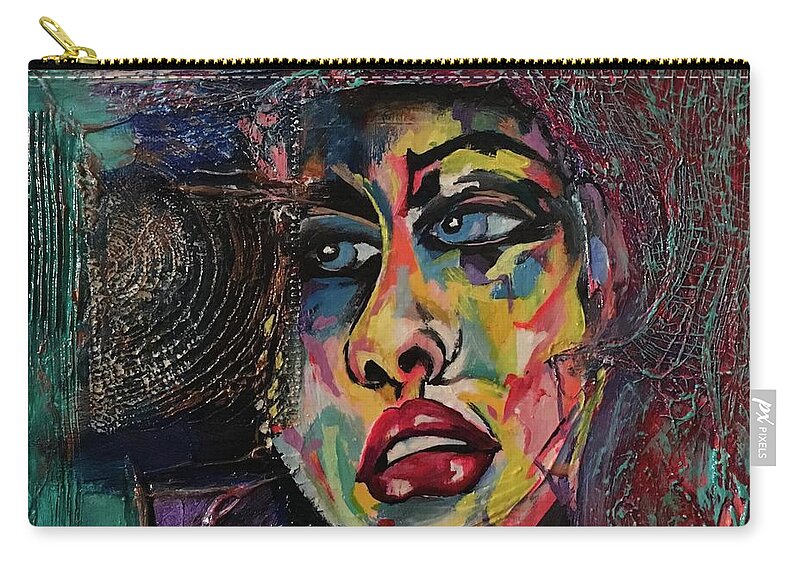 Art Work Zip Pouch featuring the painting Sorry by Maria Karlosak