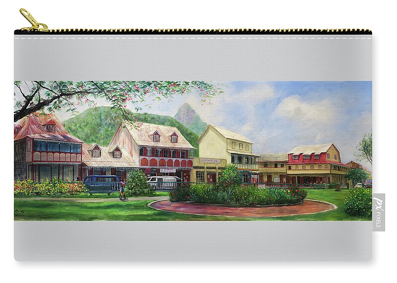 Soufriere Zip Pouch featuring the painting Soufriere Square by Jonathan Gladding