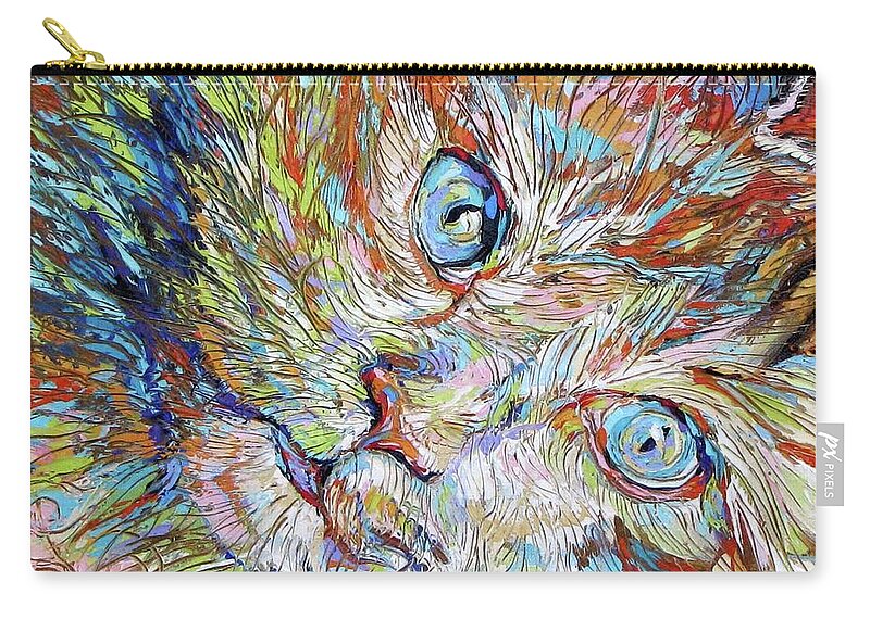 Cat Zip Pouch featuring the painting Soul Mate by Kathleen Steventon