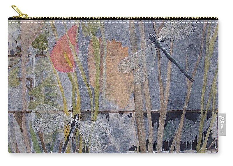 Dragon Flies Carry-all Pouch featuring the painting Soulmates by Jackie Mueller-Jones