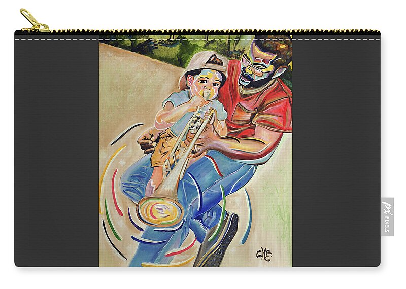 Father Carry-all Pouch featuring the painting Sounds of Fatherhood by Chiquita Howard-Bostic