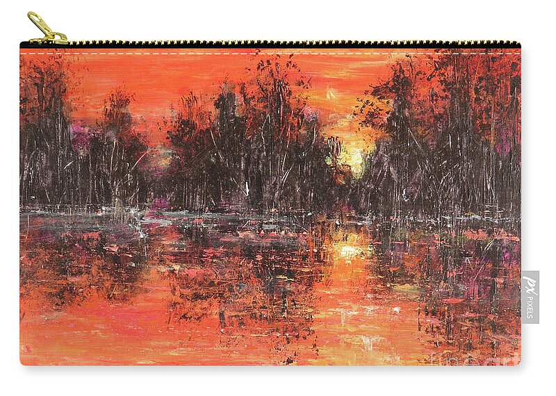 Sunset Zip Pouch featuring the painting South Carolina Sunset by Zan Savage