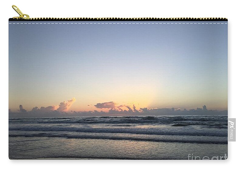  Zip Pouch featuring the digital art South Padre Beach Sunrise by Kari Myres