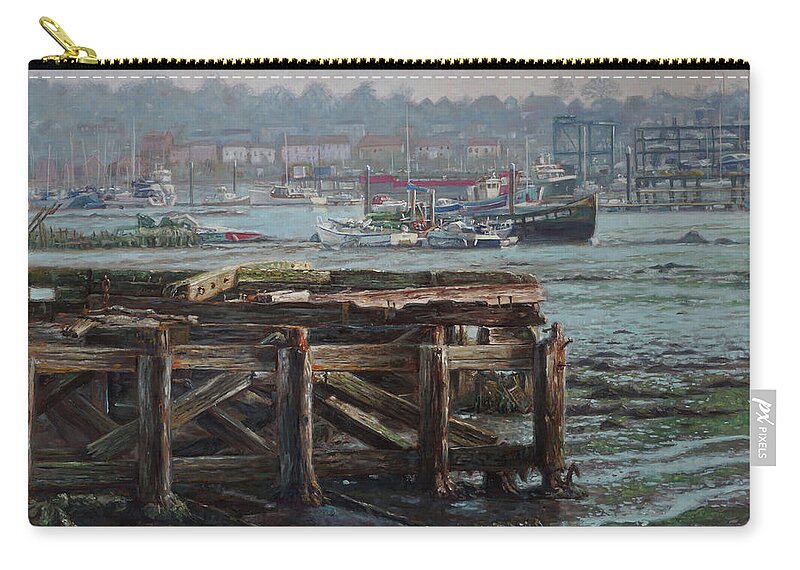 Southampton Zip Pouch featuring the painting Southampton Northam summer evening across the Itchen by Martin Davey