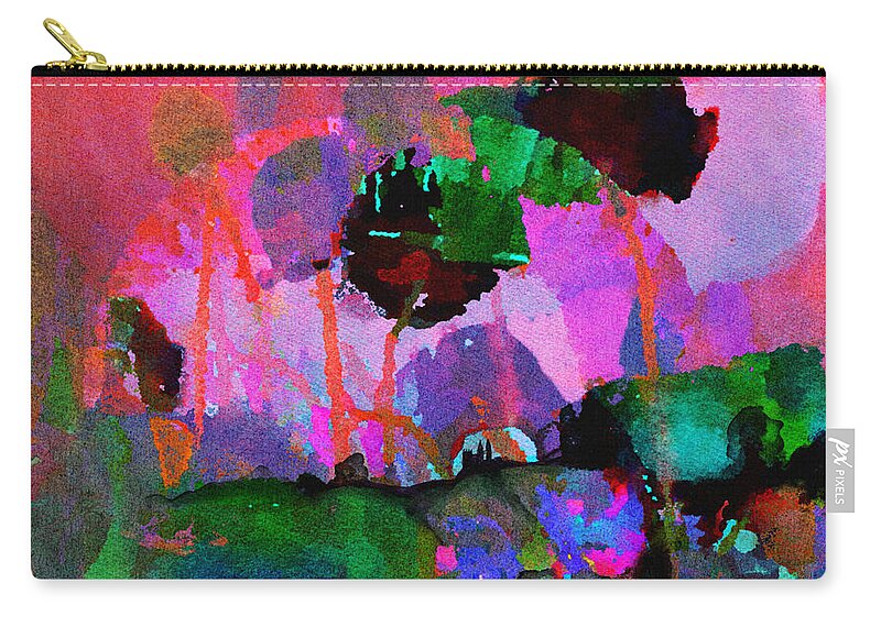 Southwell Zip Pouch featuring the mixed media Southwell Under a Rainbow by Ann Leech