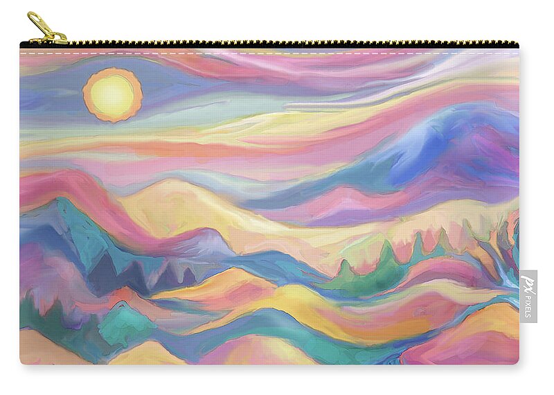 Southwest Pastel Zip Pouch featuring the digital art Southwest Dream #3 by Jean Batzell Fitzgerald