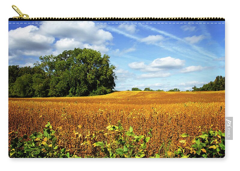 Color Zip Pouch featuring the photograph Soybean Harvest by Alan Hausenflock