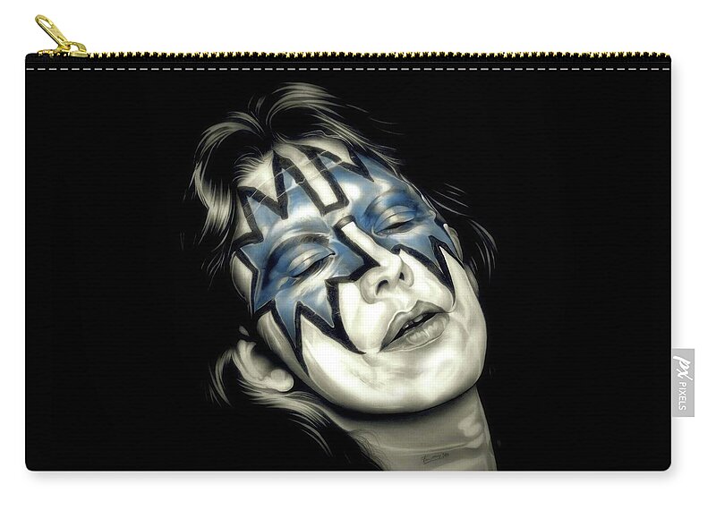 Kiss Zip Pouch featuring the drawing Space Ace by Fred Larucci