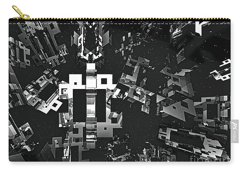 Architectural Zip Pouch featuring the digital art Space Debris by Phil Perkins