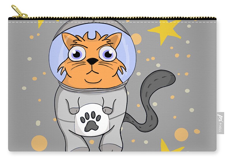 Space Zip Pouch featuring the digital art Space Kitten by Rose Lewis