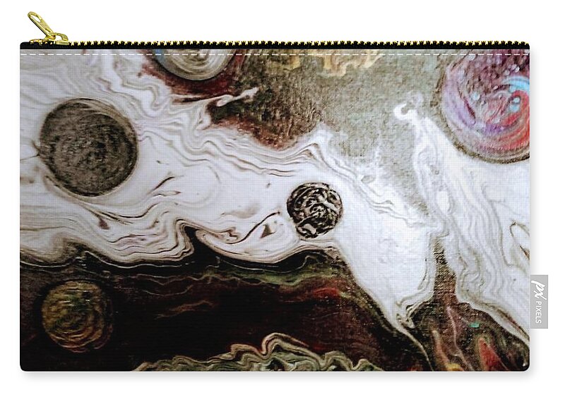 Metallic Carry-all Pouch featuring the painting Space Metal by Anna Adams