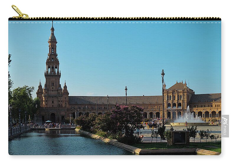 Spain Square Zip Pouch featuring the photograph Spain Square in Seville by Angelo DeVal