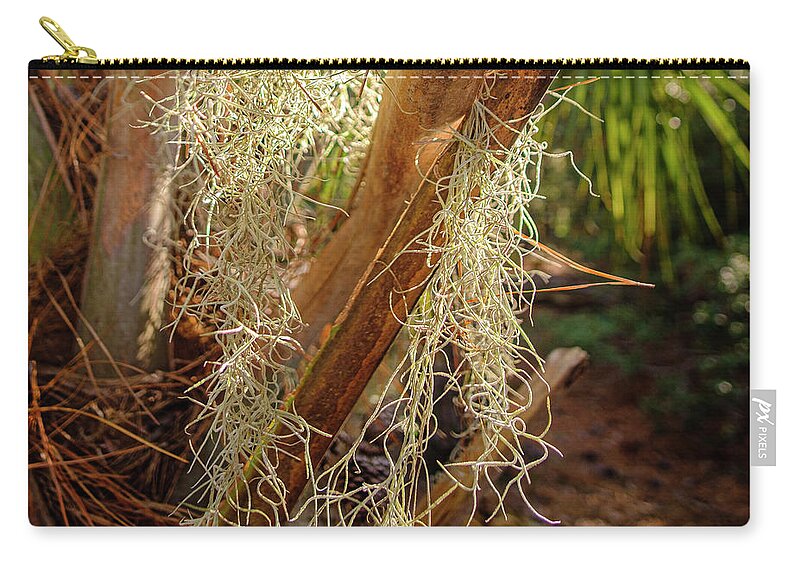 Spanish Moss Zip Pouch featuring the photograph Spanish Moss Catcher by Tony Locke