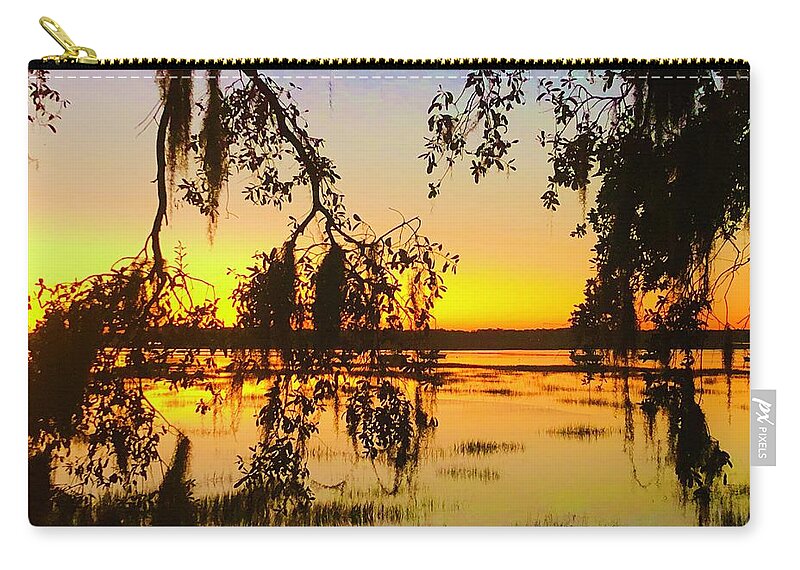 Landscape Zip Pouch featuring the photograph Spanish Moss Sunrise by Michael Stothard