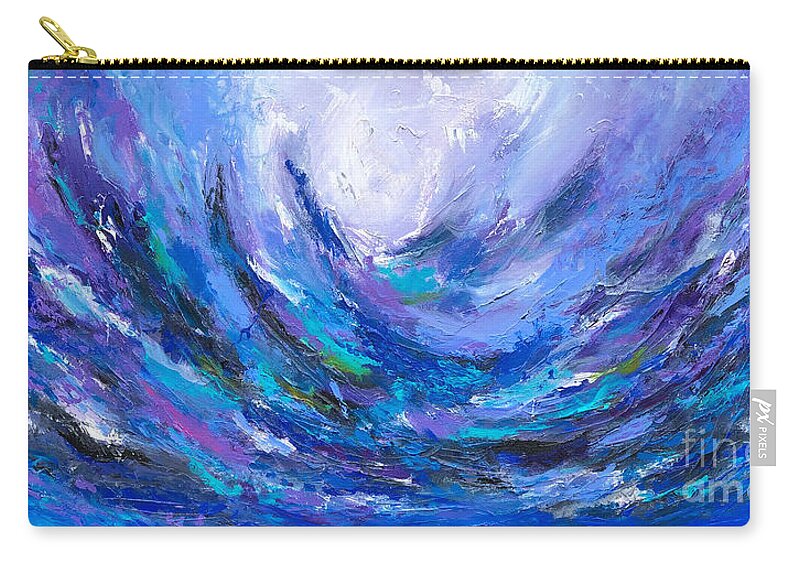 Contemporary Paintings Zip Pouch featuring the painting Spark in the sea by Preethi Mathialagan
