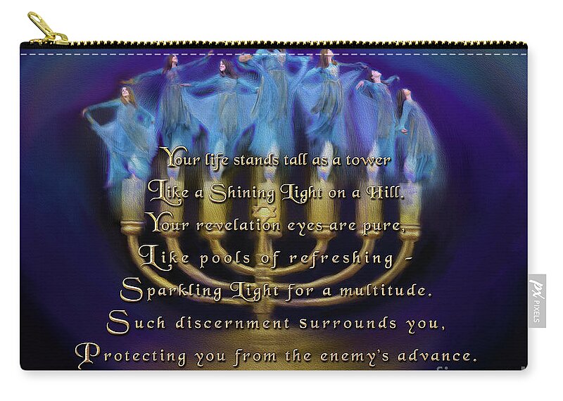 Menorah Carry-all Pouch featuring the digital art Sparkling Light by Constance Woods