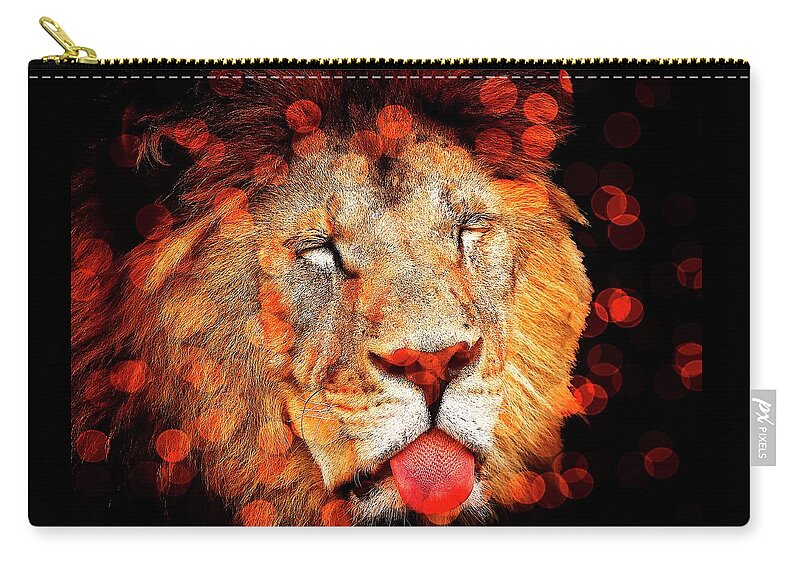 Beautiful Zip Pouch featuring the photograph Sparkly Majestic Lion by Michelle Liebenberg