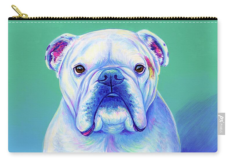 Bulldog Zip Pouch featuring the painting Spartacus the Bulldog by Rebecca Wang