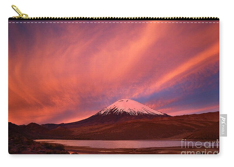 Chile Zip Pouch featuring the photograph Spectacular Lauca Sunset Chile by James Brunker