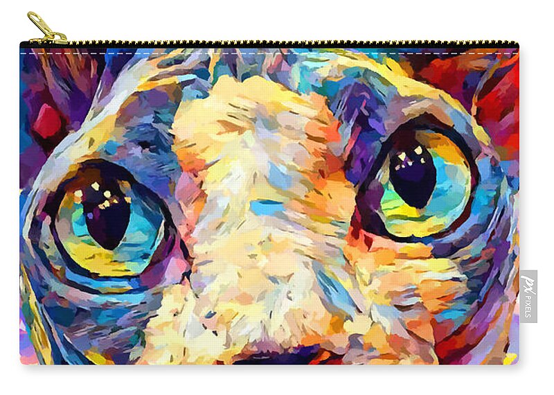 Feline Zip Pouch featuring the painting Sphynx Cat 2 by Chris Butler