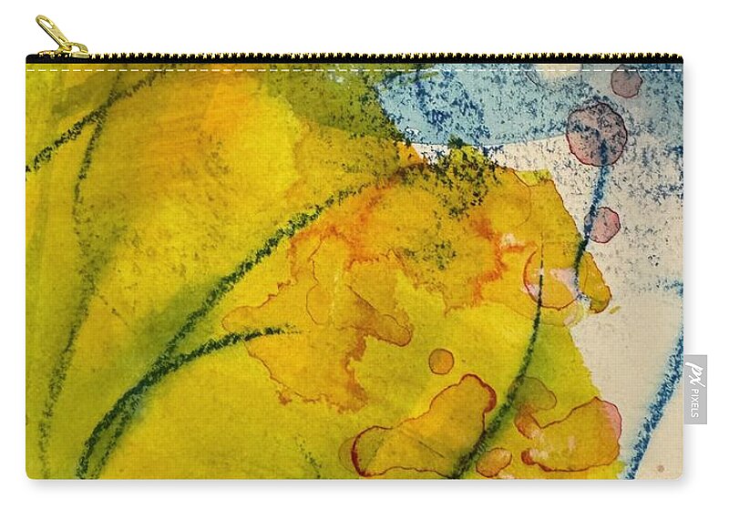  Zip Pouch featuring the mixed media Spilling Sunshine by Val Zee McCune
