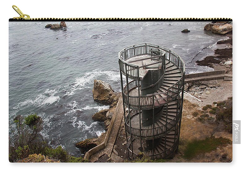 Spiral Staircase Zip Pouch featuring the photograph Spiral Staircase to Nowhere by Chris Goldberg