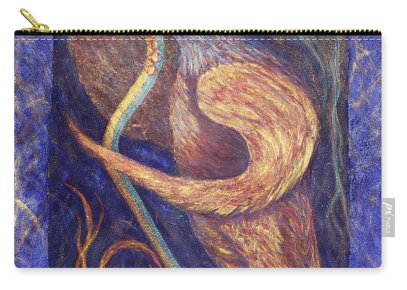 Spirit Bird Zip Pouch featuring the painting Spirit Bird and Snake Singing to the Stars by Irene Vincent