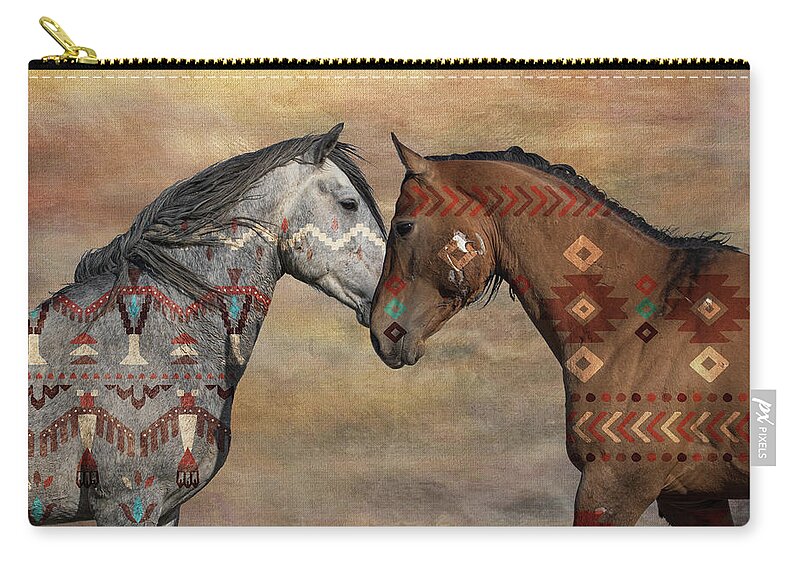 Wild Horses Zip Pouch featuring the photograph Spirit Horses by Mary Hone