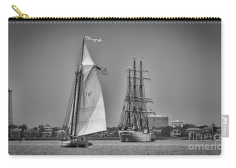 Spirit Of Sc Zip Pouch featuring the photograph Spirit of SC - US Coast Guard Eagle - Charleston by Dale Powell