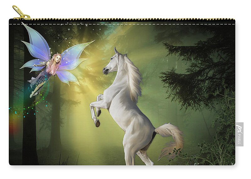 Fairy Zip Pouch featuring the digital art Spirit of the Forest by Morag Bates